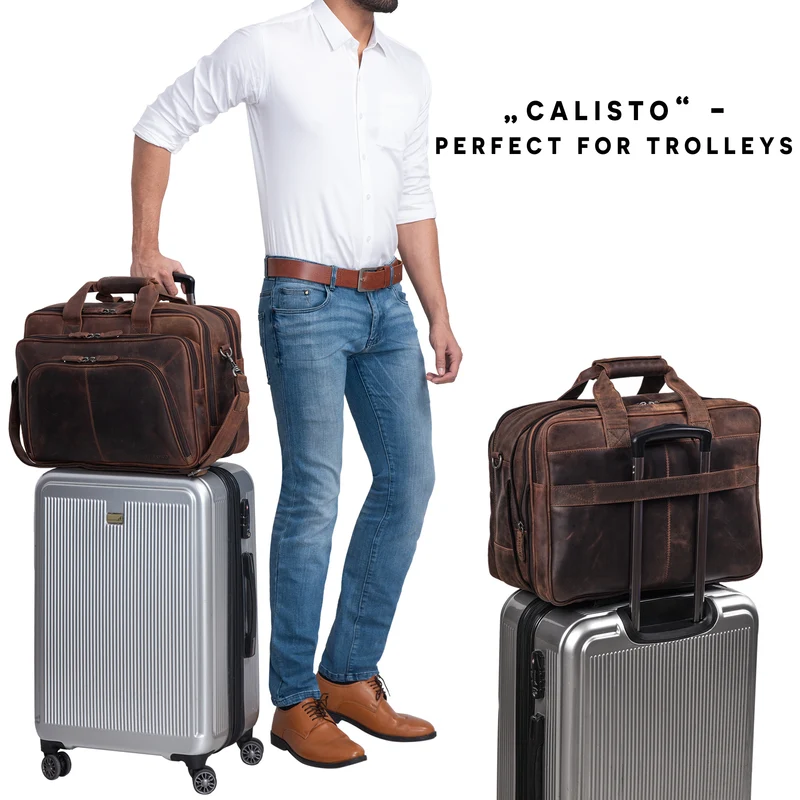 "Calisto" Extra Große Arbeitstasche Leder Vintage XX Aktentasche