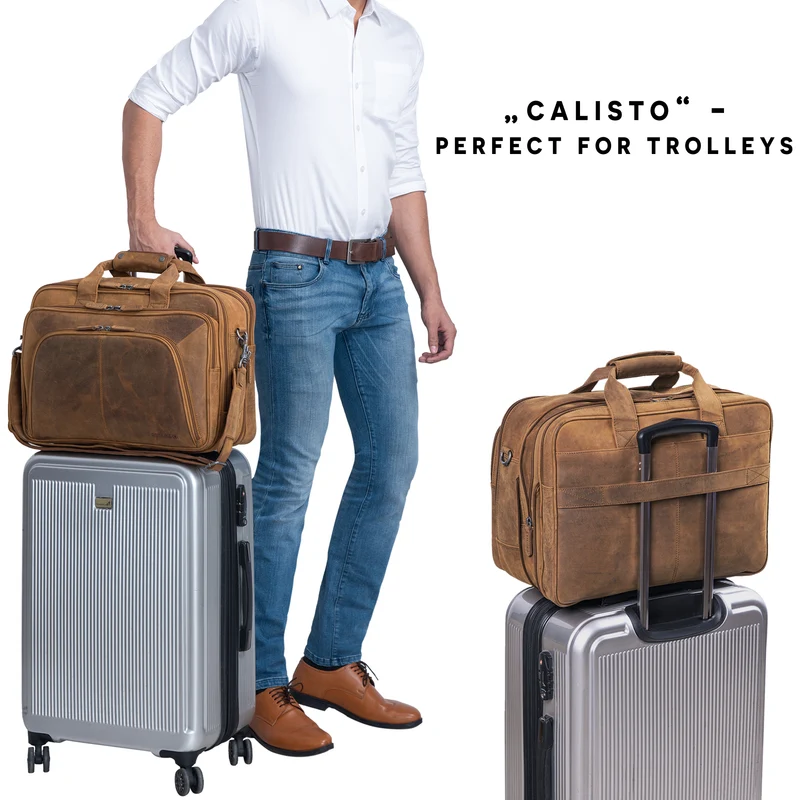 "Calisto" Extra Große Arbeitstasche Leder Vintage XX Aktentasche