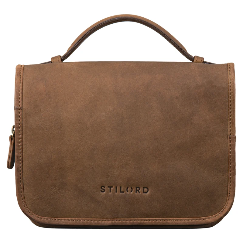 "Arlo" Kulturtasche Leder zum Aufhängen mit Henkel und Ring Unisex