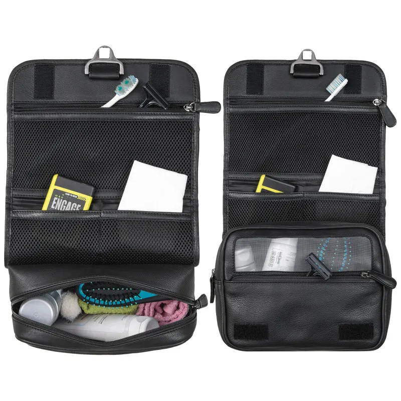 "Arlo" Kulturtasche Leder zum Aufhängen mit Henkel und Ring Unisex