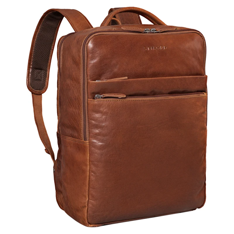 "Brooklyn" Großer Laptop Rucksack Echtleder mit 15.6 Zoll Laptopfach