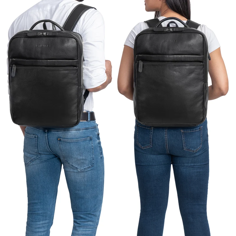 "Brooklyn" Großer Laptop Rucksack Echtleder mit 15.6 Zoll Laptopfach