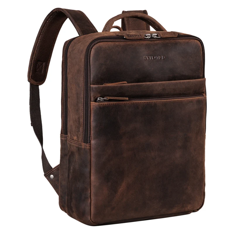 "Brooklyn" Großer Laptop Rucksack Echtleder mit 15.6 Zoll Laptopfach