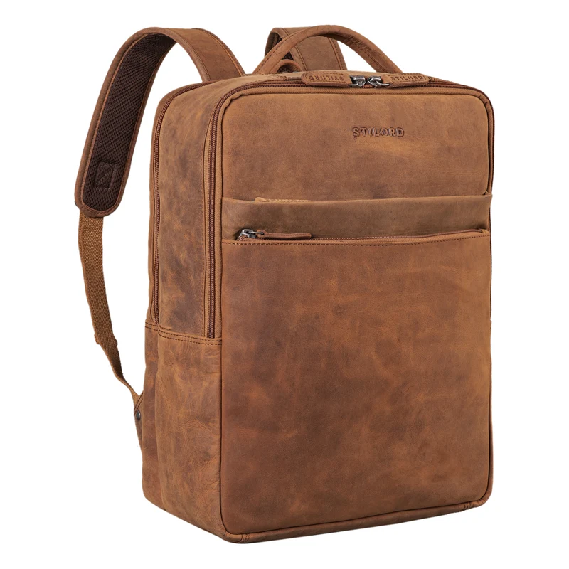 "Brooklyn" Großer Laptop Rucksack Echtleder mit 15.6 Zoll Laptopfach