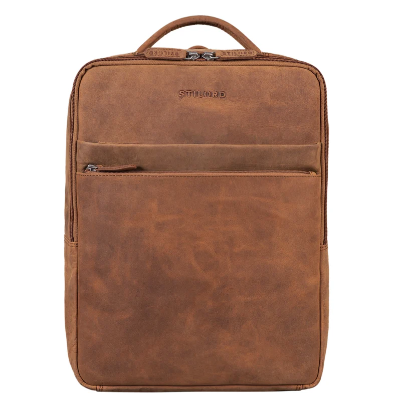 "Brooklyn" Großer Laptop Rucksack Echtleder mit 15.6 Zoll Laptopfach