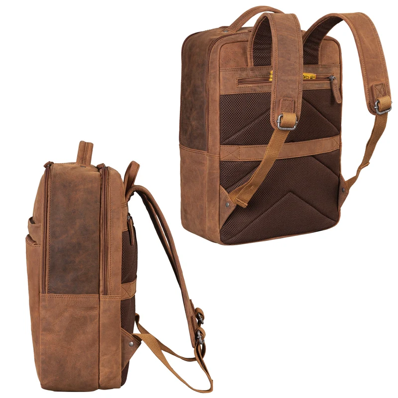"Brooklyn" Großer Laptop Rucksack Echtleder mit 15.6 Zoll Laptopfach