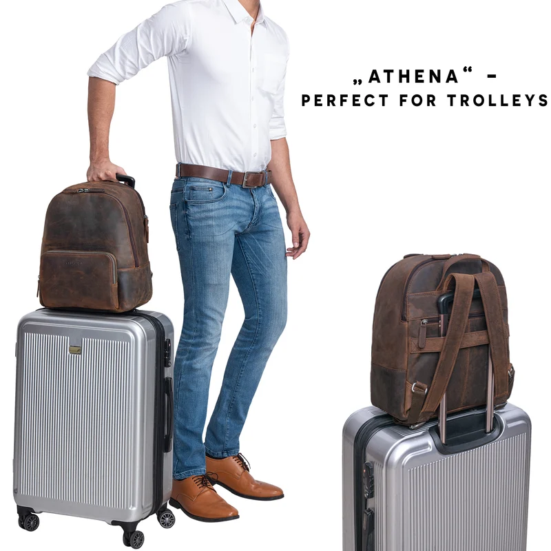 "Athena" Rucksack Damen groß Leder