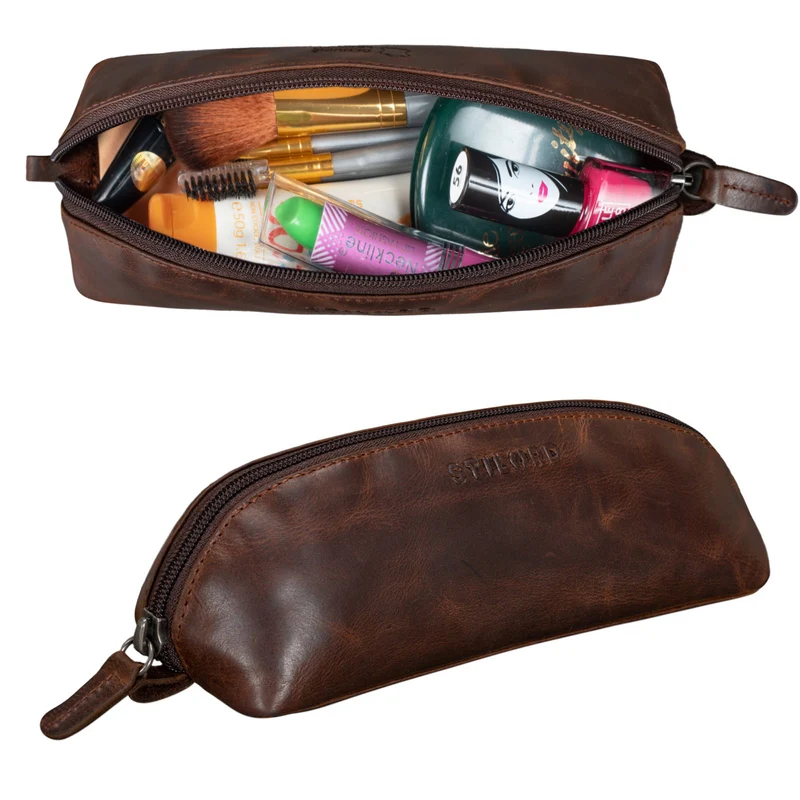 STILORD "Yuma II" Kosmetiktasche Klein Leder