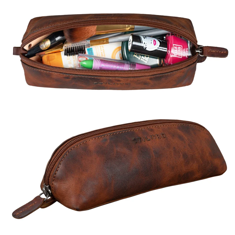 STILORD "Yuma II" Kosmetiktasche Klein Leder