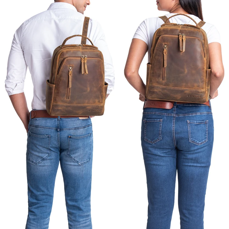 "Aiden" Moderner Vintage Leder Rucksack Unisex mittel-groß