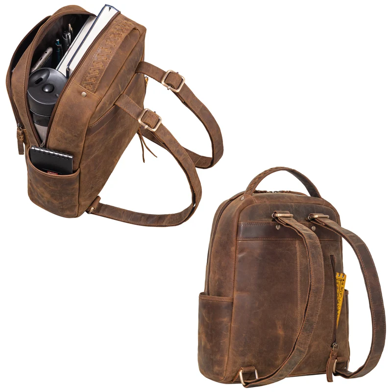 "Aiden" Moderner Vintage Leder Rucksack Unisex mittel-groß