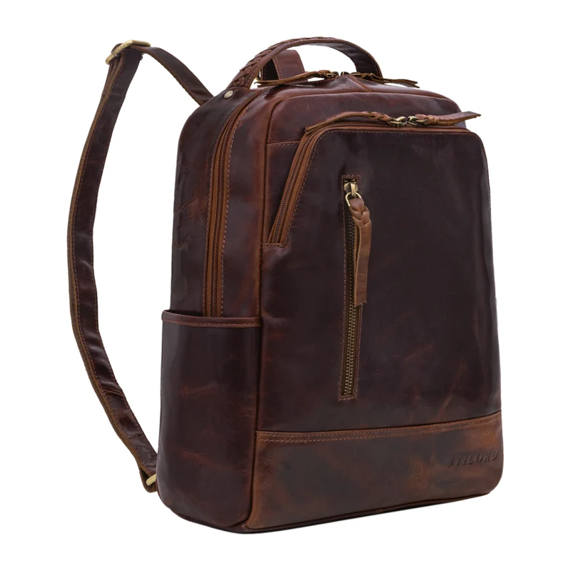 "Aiden" Moderner Vintage Leder Rucksack Unisex mittel-groß