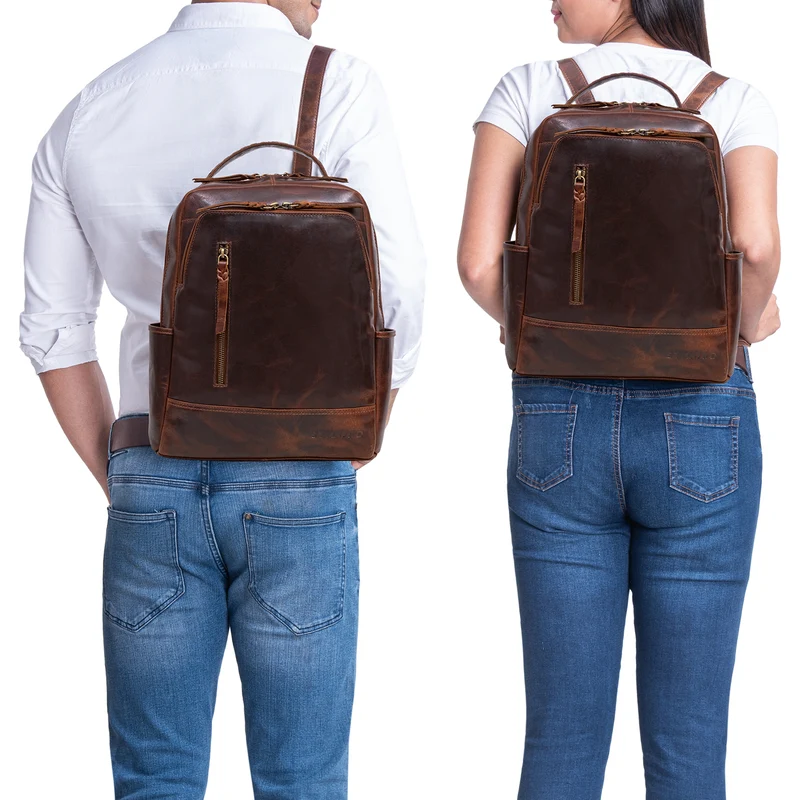 "Aiden" Moderner Vintage Leder Rucksack Unisex mittel-groß