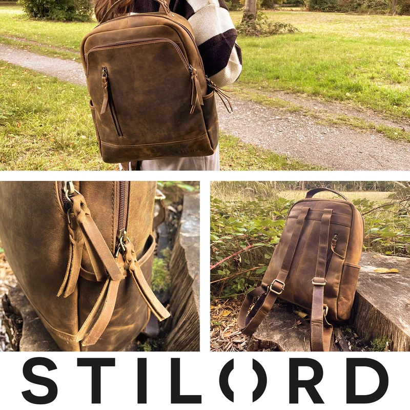 "Aiden" Moderner Vintage Leder Rucksack Unisex mittel-groß