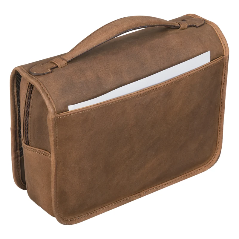 B-WARE "Arlo" Kulturtasche Leder zum Aufhängen Kulturbeutel