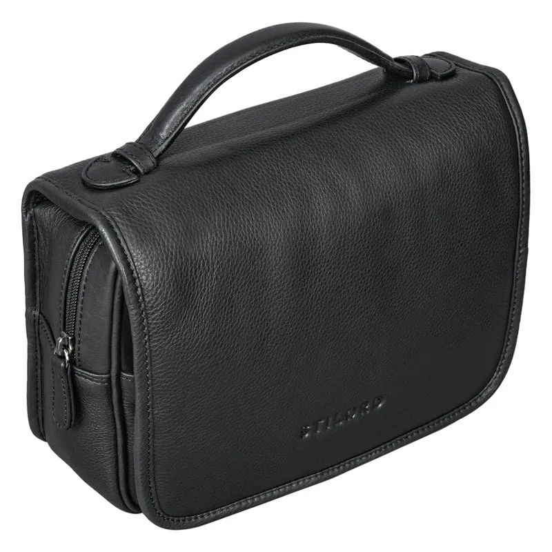 B-WARE "Arlo" Kulturtasche Leder zum Aufhängen Kulturbeutel