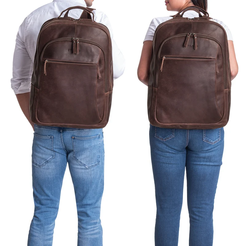 "Florin" XXL Business Rucksack Leder für 17 Zoll Laptop Herren & Damen