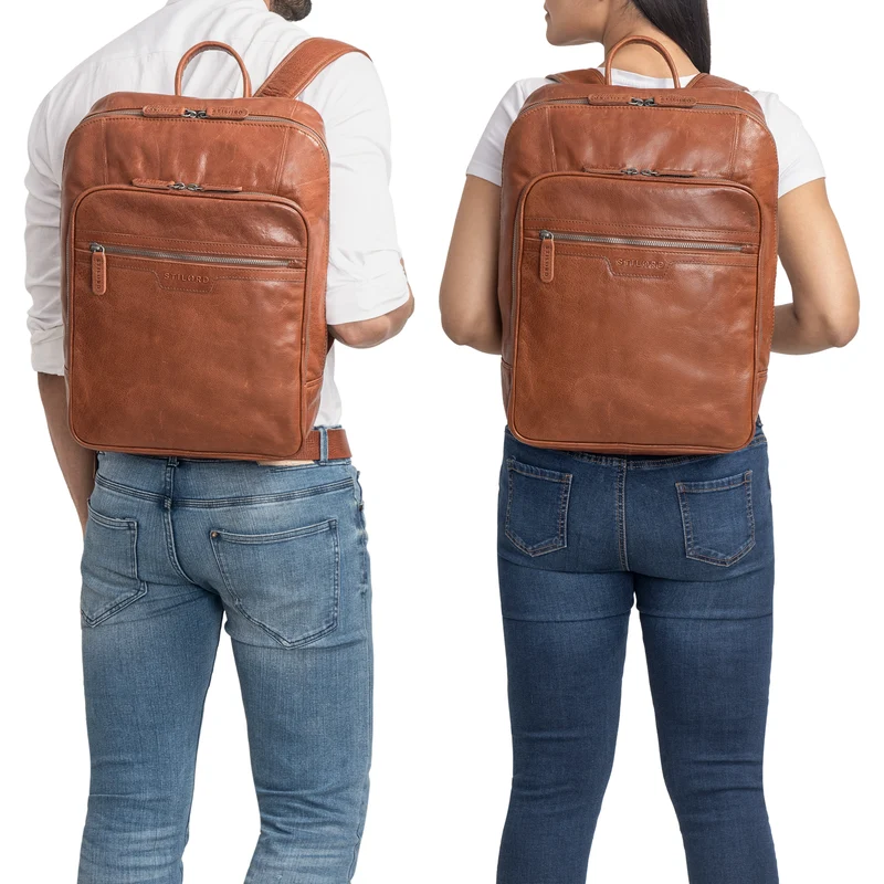 STILORD "Malik" Business Rucksack Leder Groß Herren Damen Echtleder