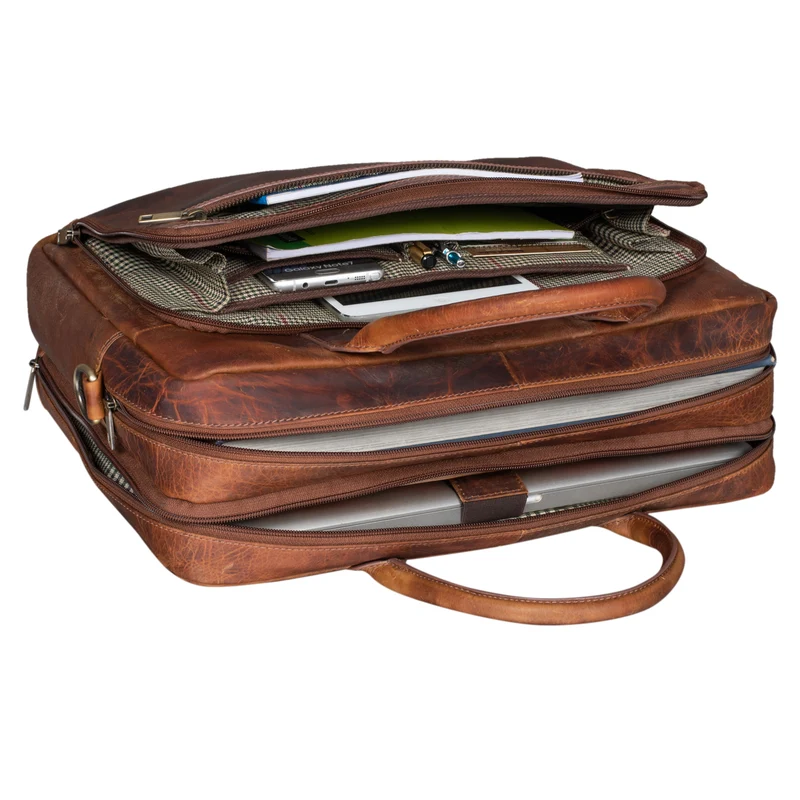 "Dawson" Leder Aktentasche Umhängetasche Laptop-Fach 15.6 Zoll groß Unisex