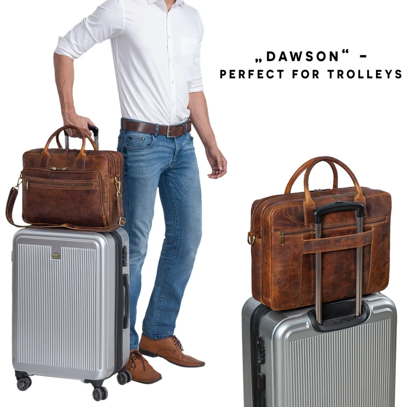 "Dawson" Leder Aktentasche Umhängetasche Laptop-Fach 15.6 Zoll groß Unisex