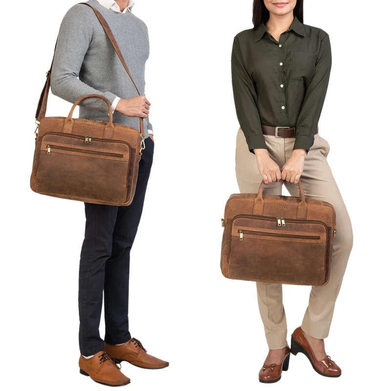 "Dawson" Leder Aktentasche Umhängetasche Laptop-Fach 15.6 Zoll groß Unisex