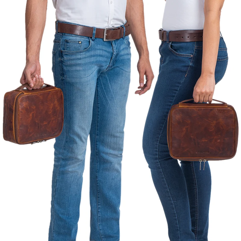 "Lee" Waschtasche Leder groß für Damen und Herren