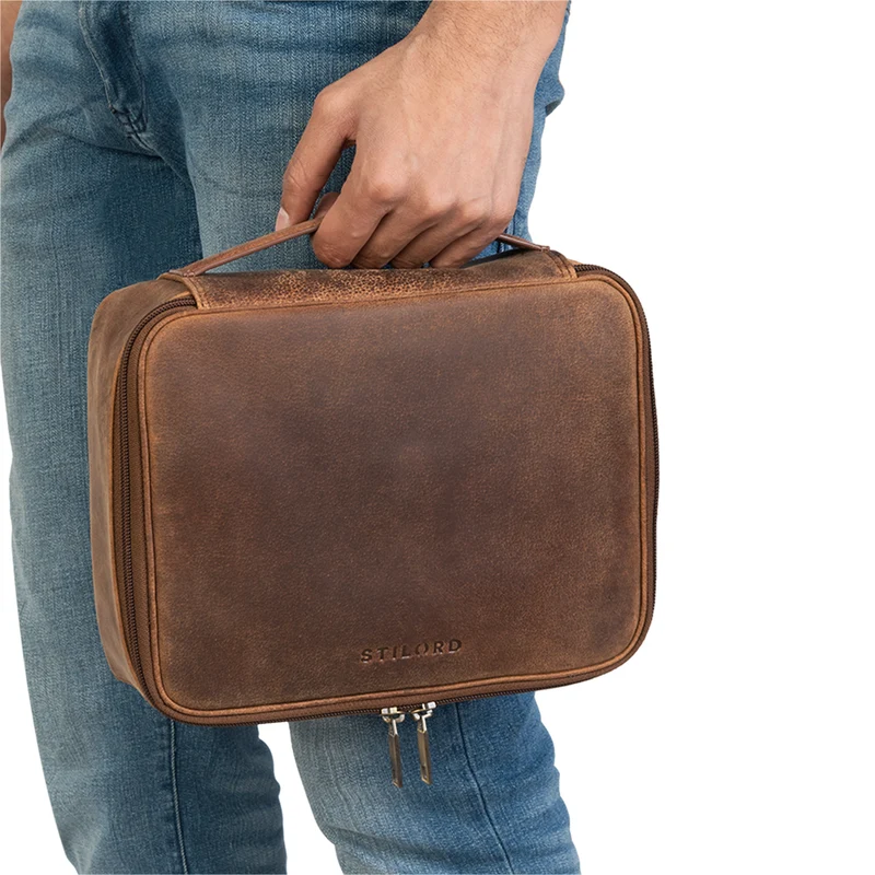 "Lee" Waschtasche Leder groß für Damen und Herren