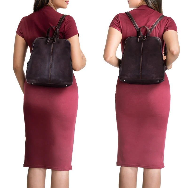 "Calla" Vintage Lederrucksack Damen Klein Daypack für 11 Zoll Tablet