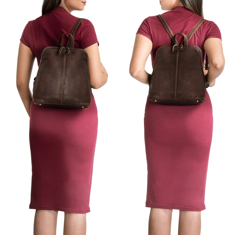 "Calla" Vintage Lederrucksack Damen Klein Daypack für 11 Zoll Tablet