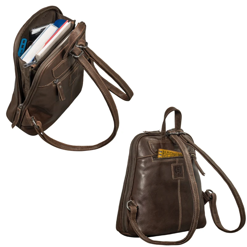 "Calla" Vintage Lederrucksack Damen Klein Daypack für 11 Zoll Tablet