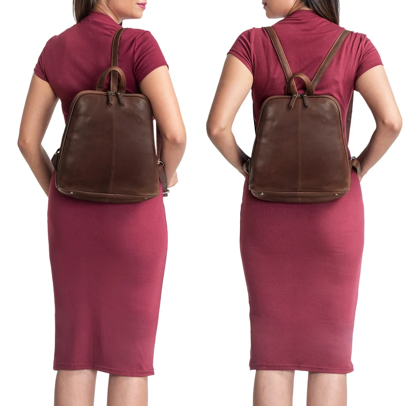 "Calla" Vintage Lederrucksack Damen Klein Daypack für 11 Zoll Tablet