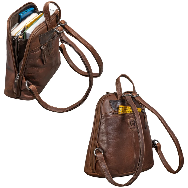 "Calla" Vintage Lederrucksack Damen Klein Daypack für 11 Zoll Tablet