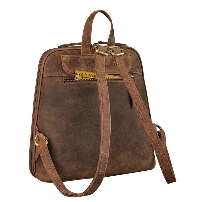 "Calla" Vintage Lederrucksack Damen Klein Daypack für 11 Zoll Tablet