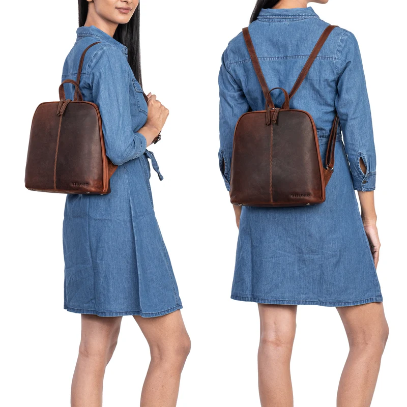 "Calla" Vintage Lederrucksack Damen Klein Daypack für 11 Zoll Tablet