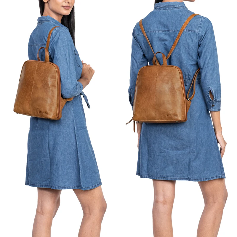 "Calla" Vintage Lederrucksack Damen Klein Daypack für 11 Zoll Tablet