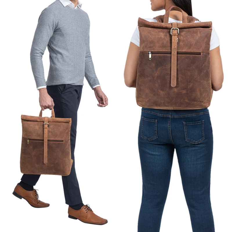 "Lance" Fahrradrucksack Leder Roll-Top Rucksack