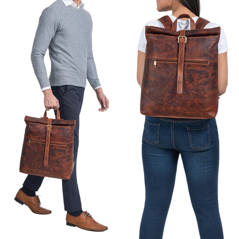 "Lance" Fahrradrucksack Leder Roll-Top Rucksack