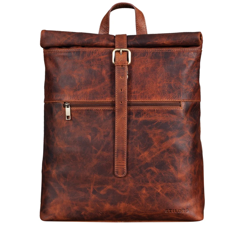 "Lance" Fahrradrucksack Leder Roll-Top Rucksack