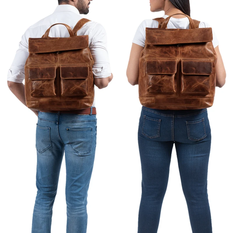 "Drew" Vintage Rucksack Groß Leder