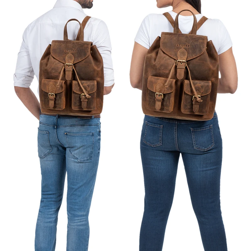 "Ezra" Vintage Tagesrucksack Leder mit 13,3 Zoll Laptop-Fach