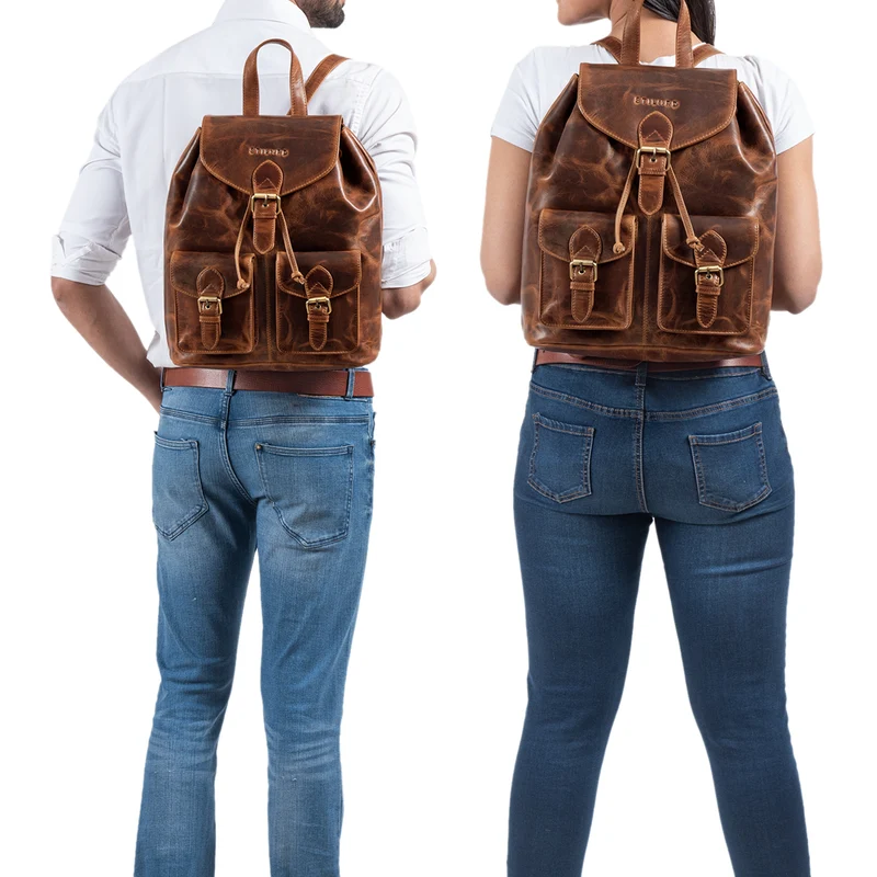 "Ezra" Vintage Tagesrucksack Leder mit 13,3 Zoll Laptop-Fach