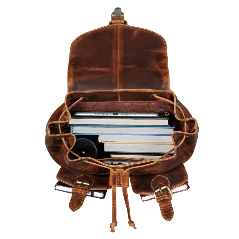 "Ezra" Vintage Tagesrucksack Leder mit 13,3 Zoll Laptop-Fach