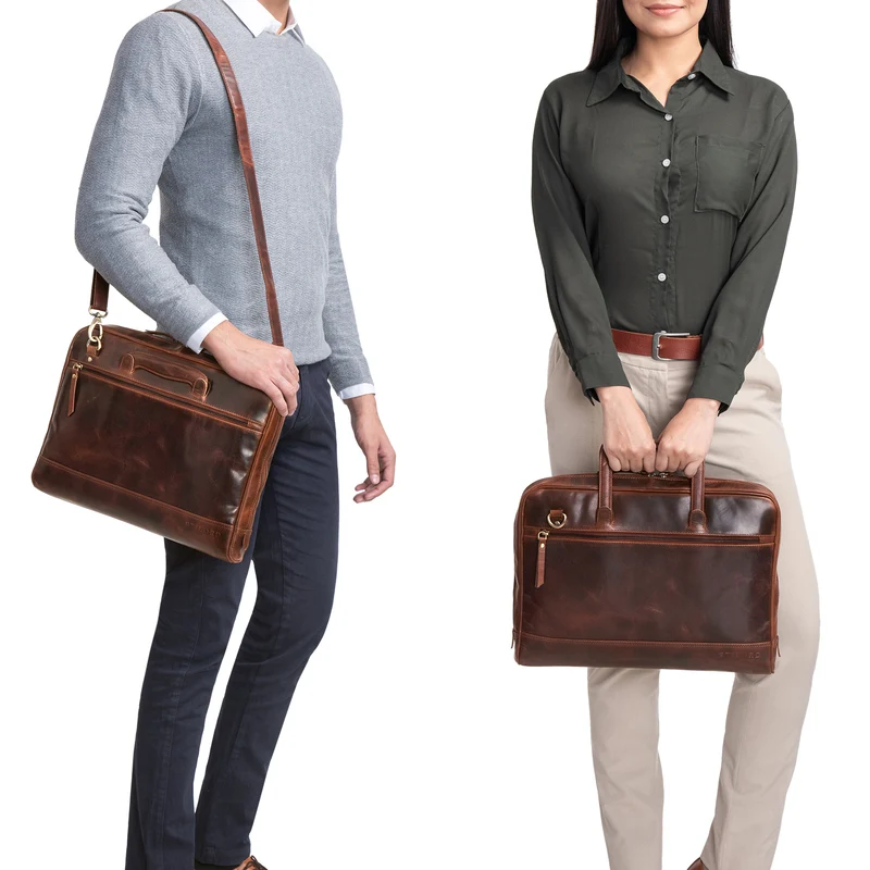 "Pierce" Laptoptasche mit Griff Leder