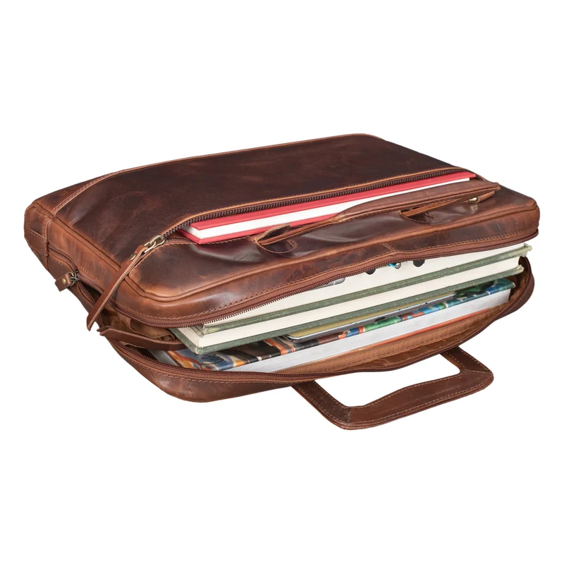 "Pierce" Laptoptasche mit Griff Leder