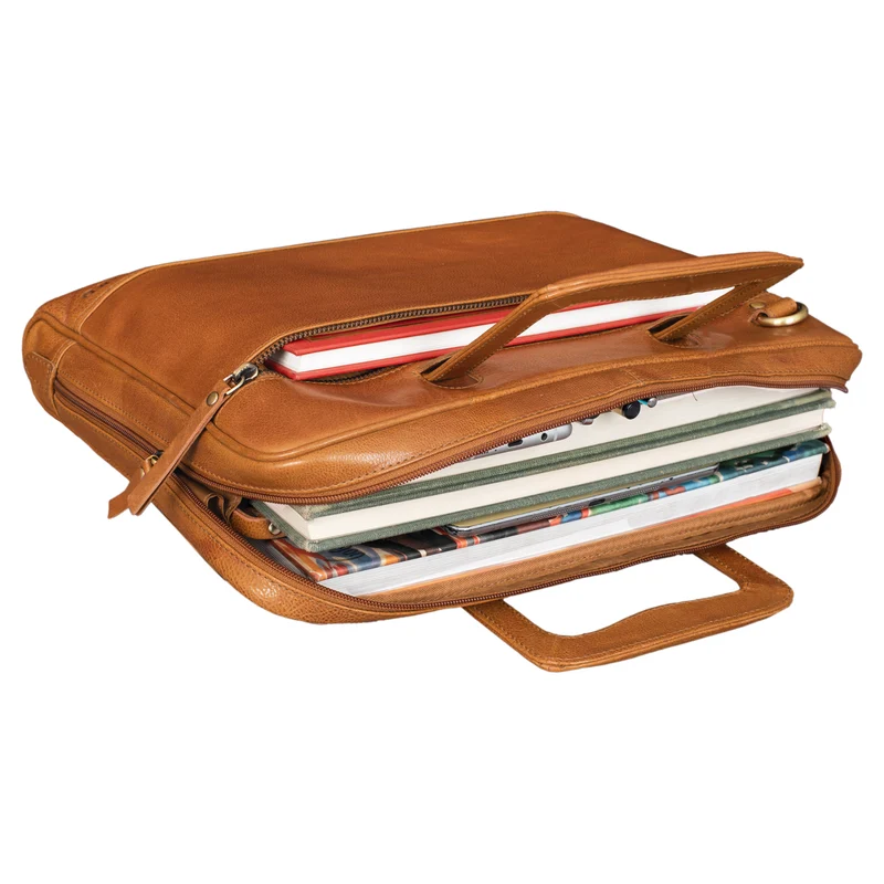"Pierce" Laptoptasche mit Griff Leder