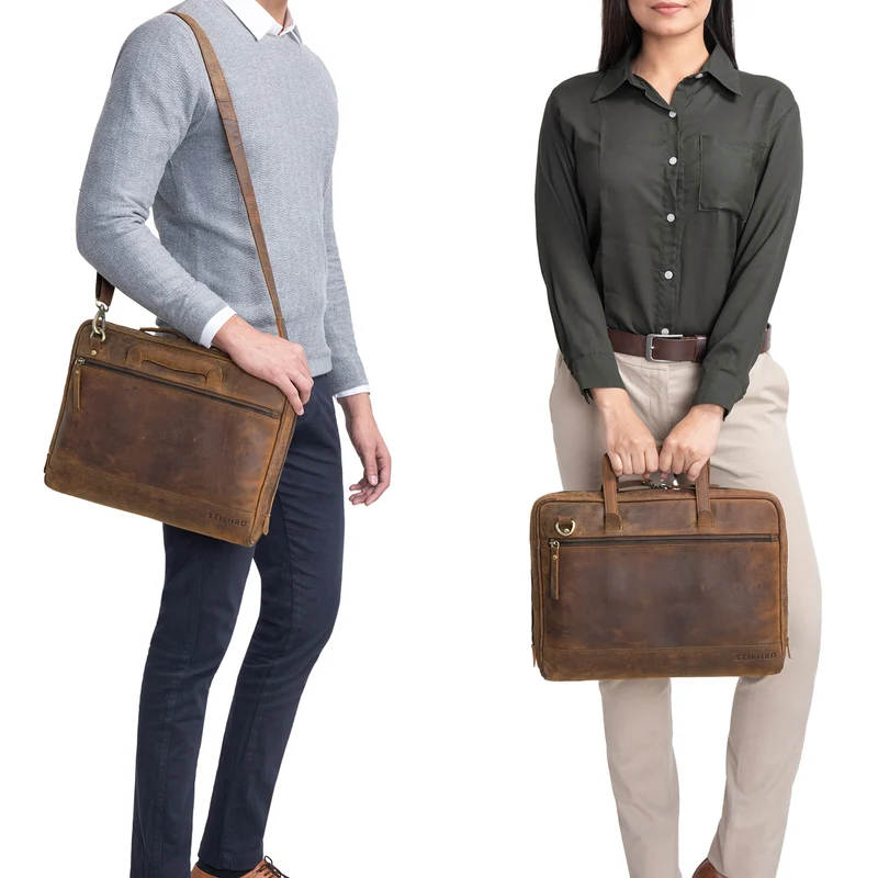 "Pierce" Laptoptasche mit Griff Leder