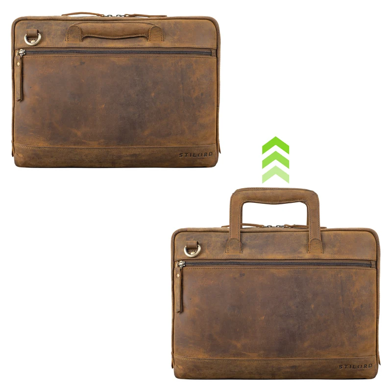 "Pierce" Laptoptasche mit Griff Leder