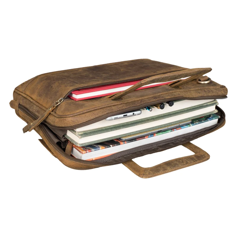 "Pierce" Laptoptasche mit Griff Leder