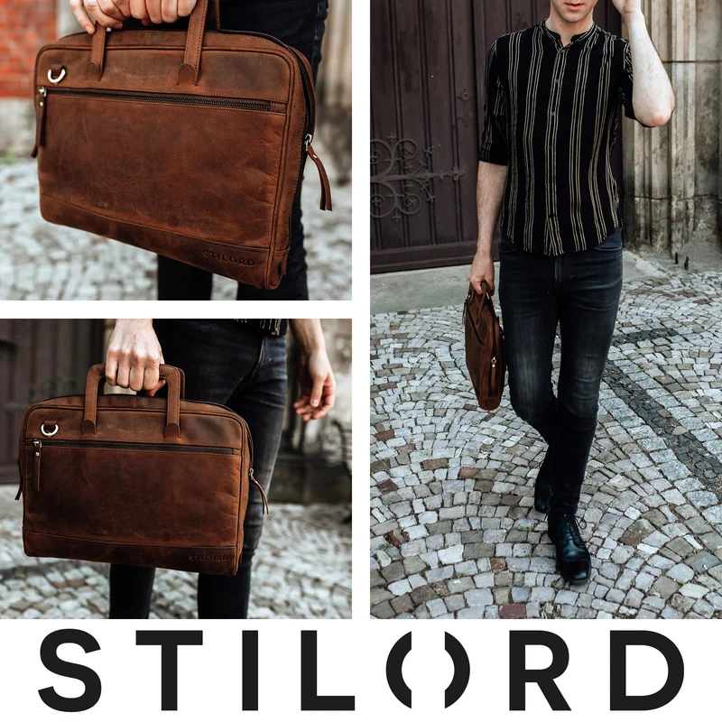 "Pierce" Laptoptasche mit Griff Leder