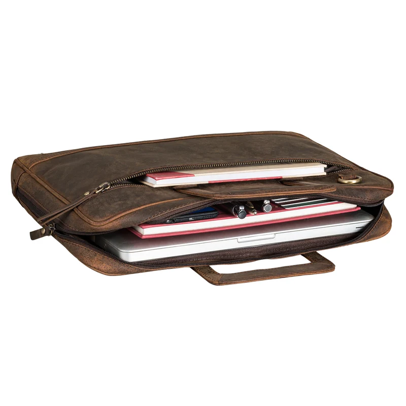 "Pierce" Laptoptasche mit Griff Leder